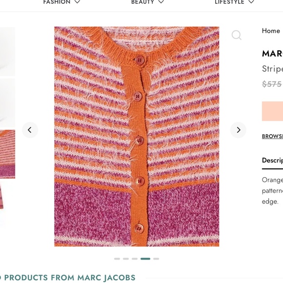 NWT - MARC JACOBS Striped Cardigan Coat - Picture 4 of 7